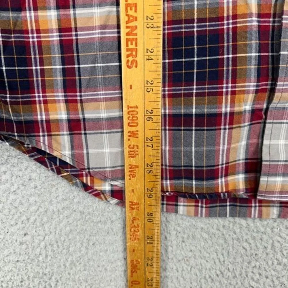 Banana Republic Button Down Shirt Adult Large Red Multi Plaid Long Sleeve Mens